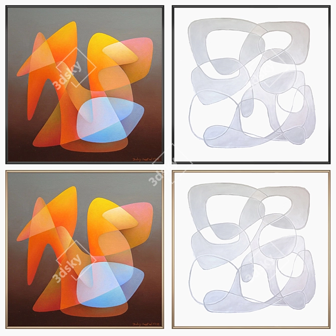 Modern Wall Art Set with Multiple Frame Options 3D model image 2