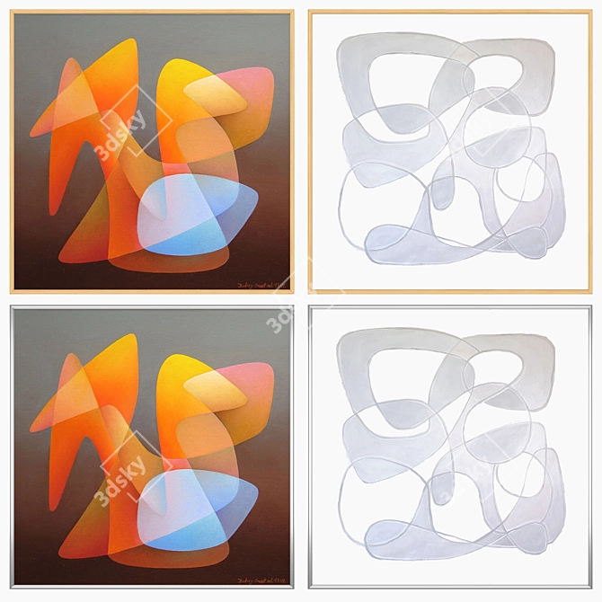 Modern Wall Art Set with Multiple Frame Options 3D model image 3