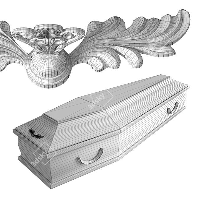 Elegant Crimson Coffin 3D model image 6