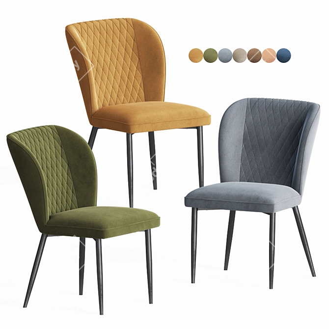 M-44 Mustard Corduroy Dining Chair 3D model image 1