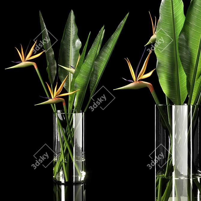 Elegant Floral Vase 13 3D model image 1
