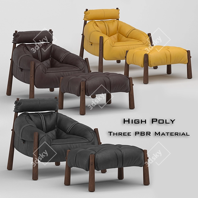 Percival Lafer Lounge Chair: Stylish 2016 design, PBR materials, 3D model with high and low poly, 3D model image 3