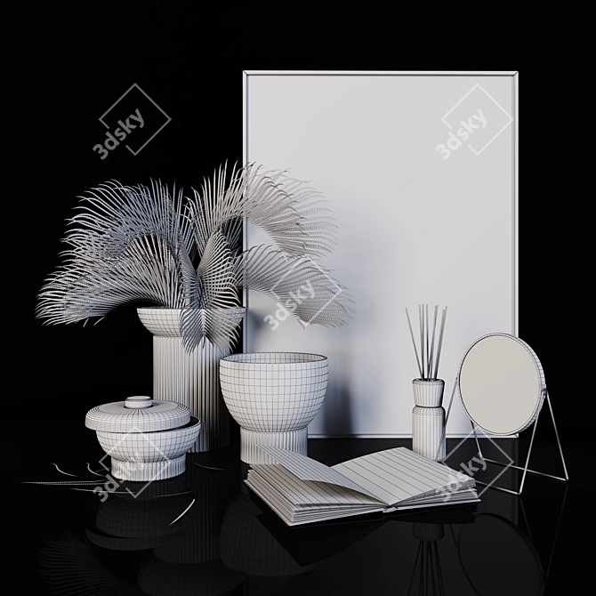 Autumn Vibes Decor Set: Picasso Print, Vases, Palm Branches 3D model image 3