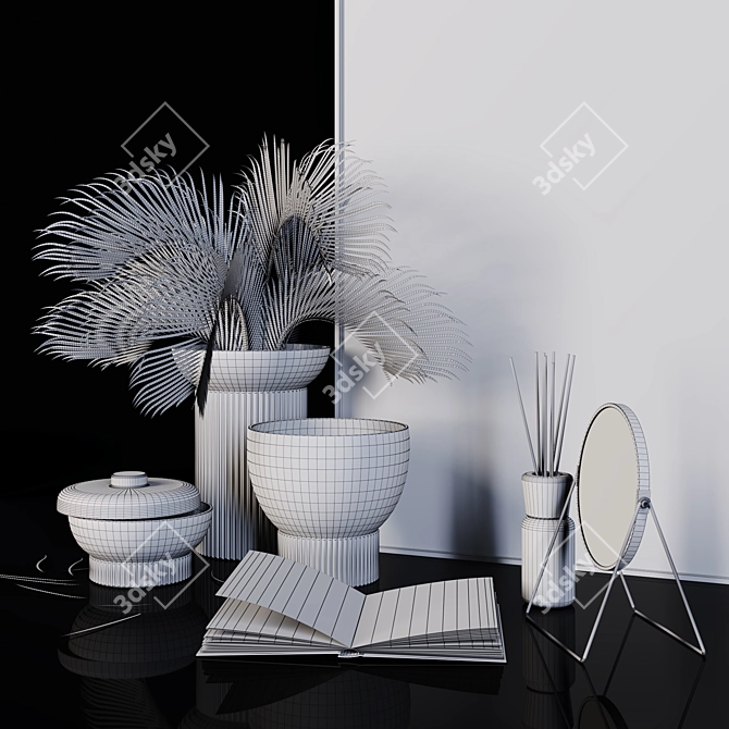 Autumn Vibes Decor Set: Picasso Print, Vases, Palm Branches 3D model image 4