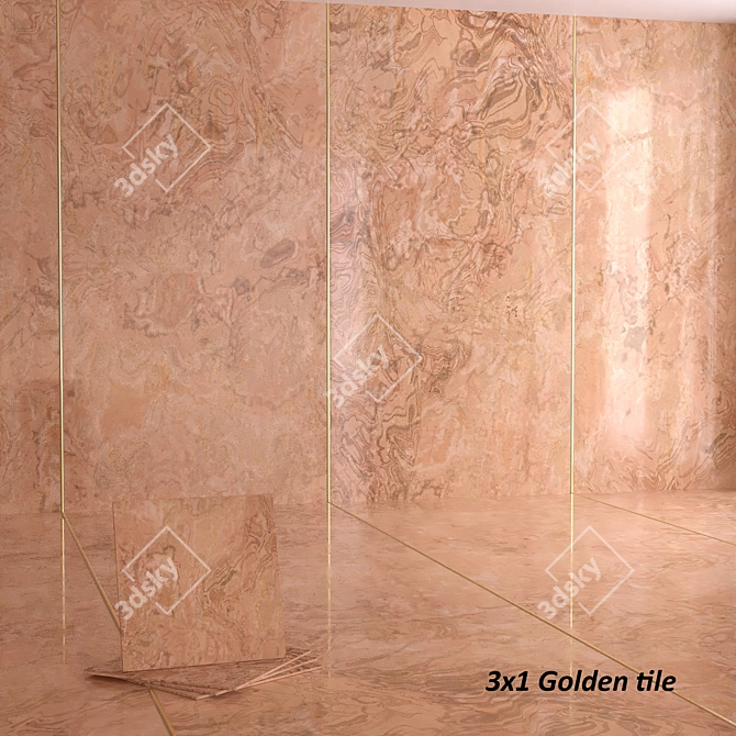 Golden Romanjade Marble Tiles 3D model image 4