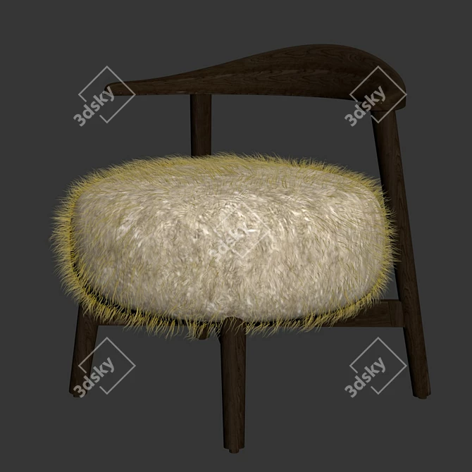 Cozy and Chic Shearling Chair 3D model image 4