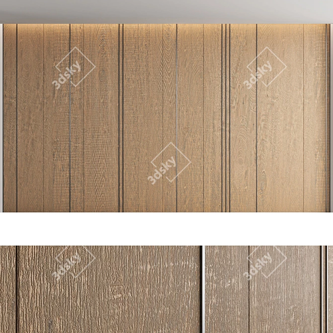 Title: Decorative Wood Wall Panel Set 3D model image 2