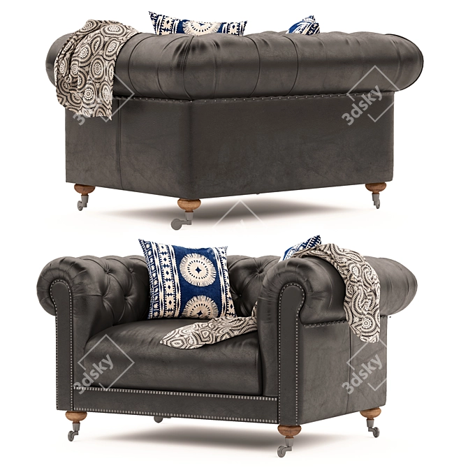 Elegant Chesterfield Armchair: Classic Luxury for Your Home 3D model image 1