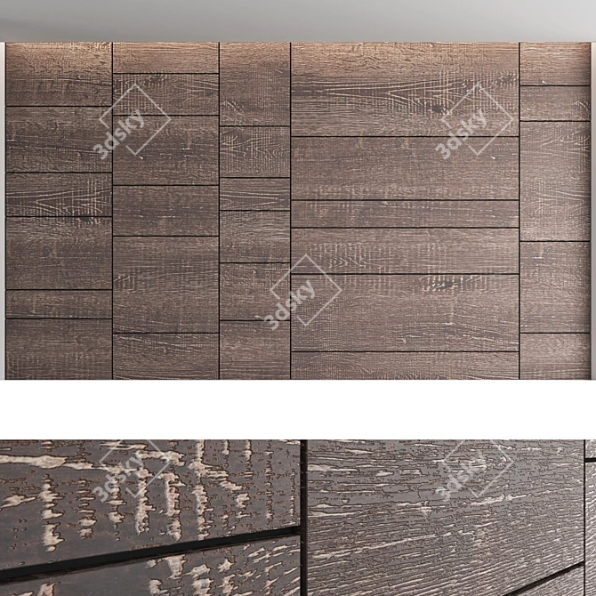 3D Wooden Decorative Wall Panel Set 3D model image 2