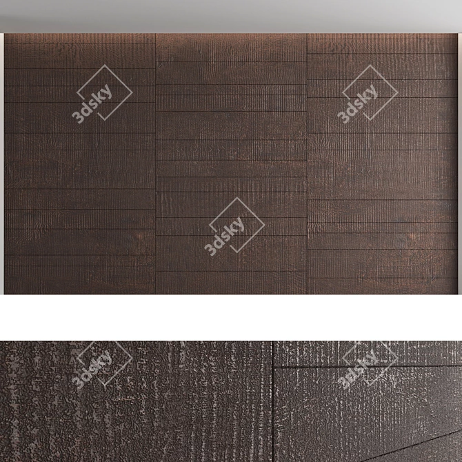 3D Wooden Decorative Wall Panel Set 3D model image 3