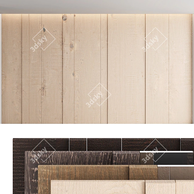 Decorative Wood Panel Set - Set 33 3D model image 1