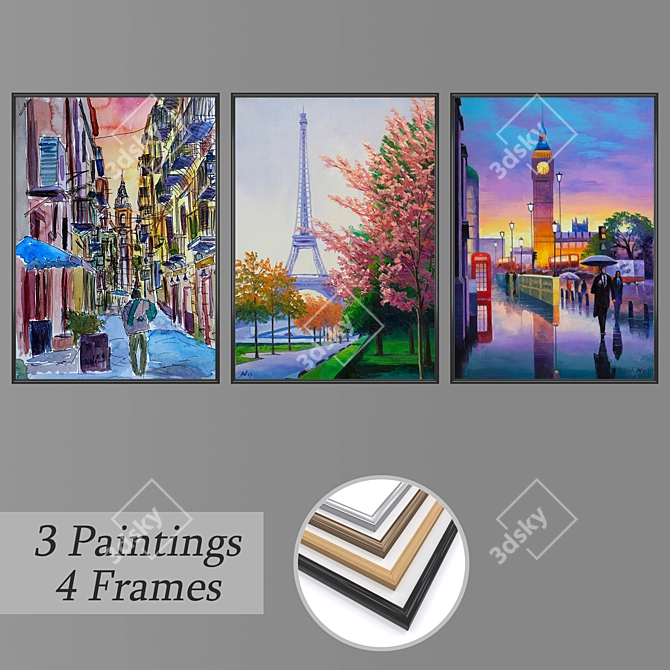 Elegant Wall Art Set with Multiple Frames 3D model image 1