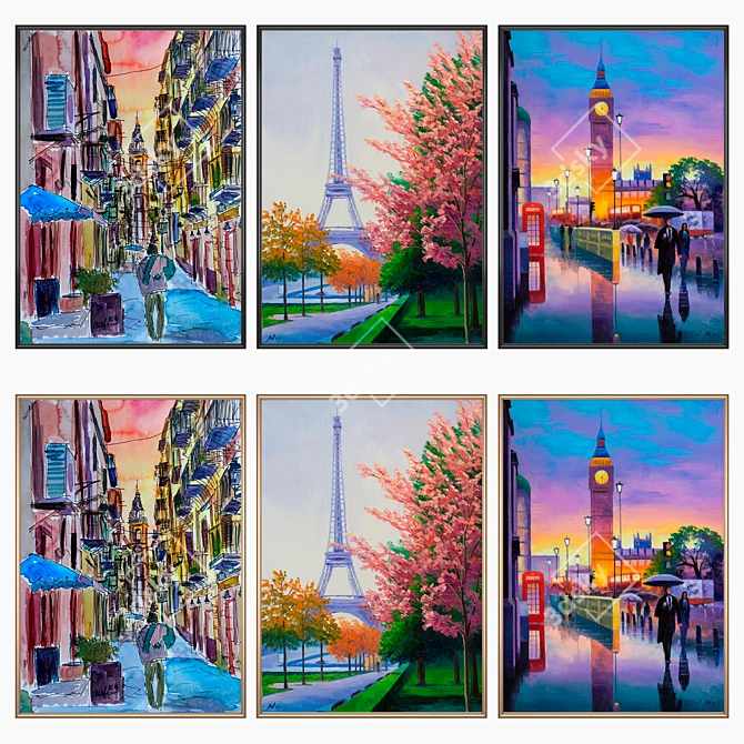 Elegant Wall Art Set with Multiple Frames 3D model image 2