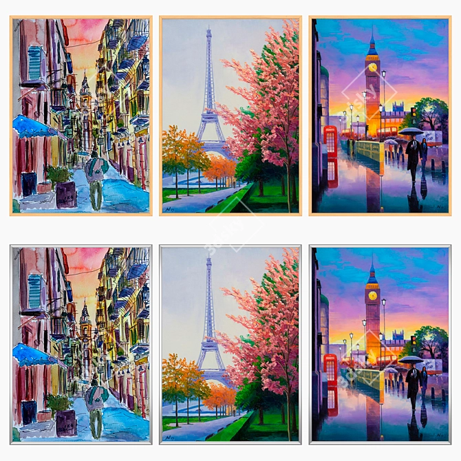 Elegant Wall Art Set with Multiple Frames 3D model image 3