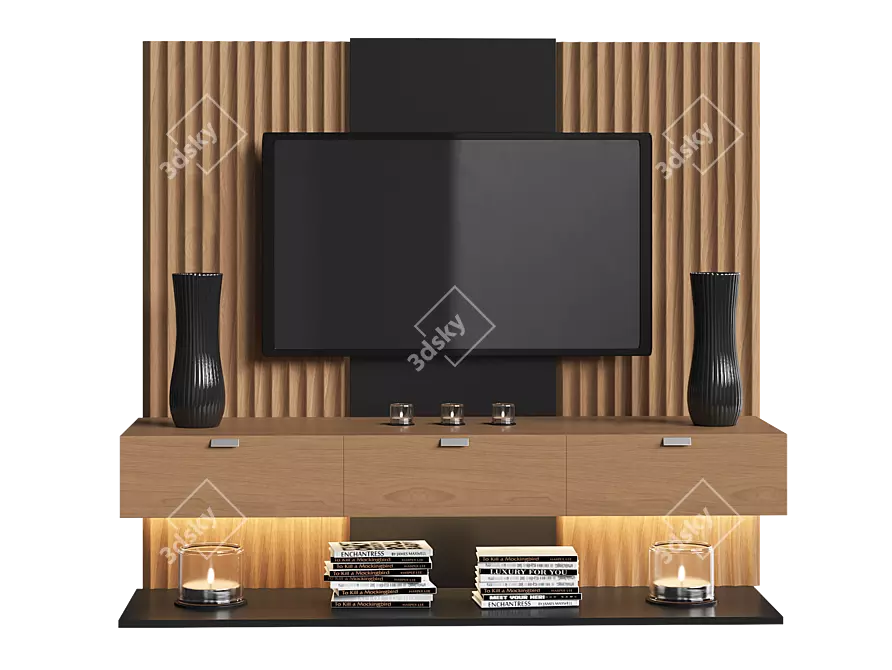 Modern TV Wall Unit - 3D Model 3D model image 1