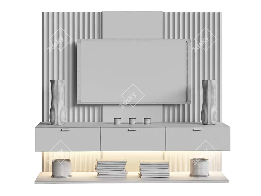 Modern TV Wall Unit - 3D Model 3D model image 3