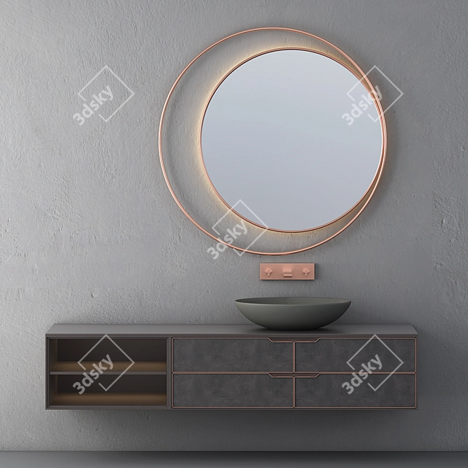 Modern Washbasin Cabinet Set 3D model image 1
