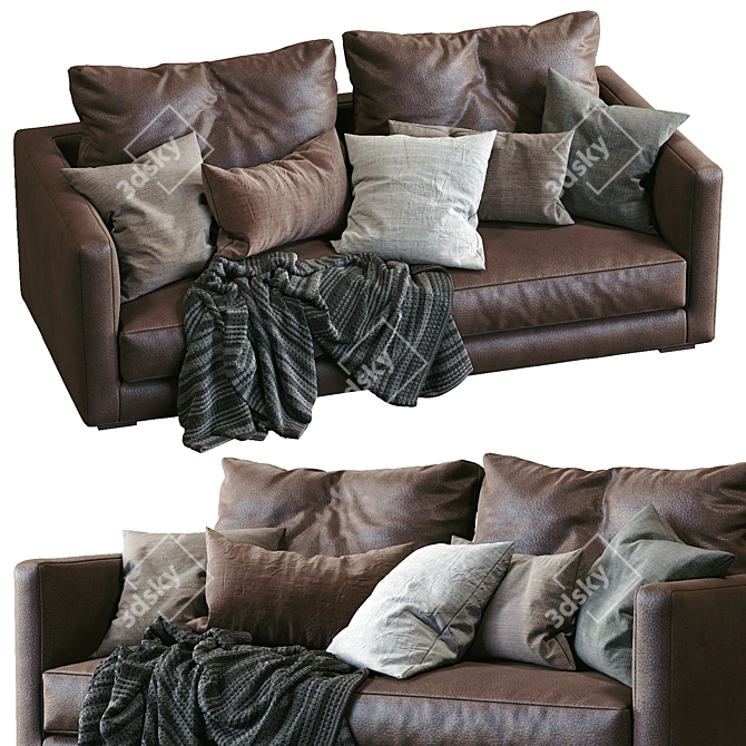 Marac Leather Tango Sofa: Stylish and Luxurious 3D model image 3