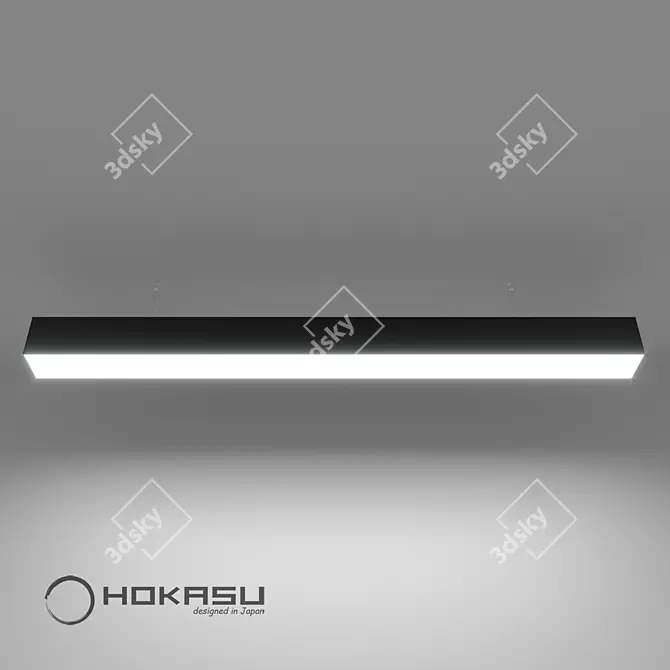 Sleek Black Linear Lamp by HOKASU 3D model image 2