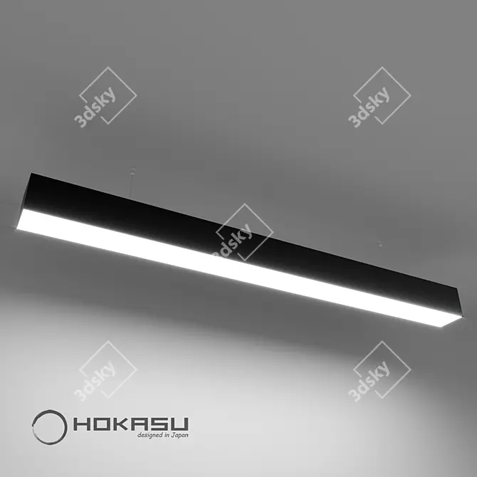 Sleek Black Linear Lamp by HOKASU 3D model image 3