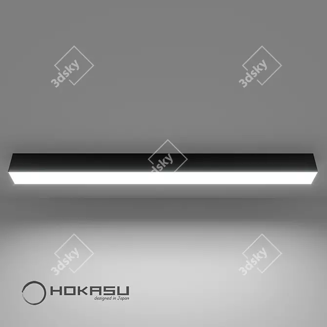 Sleek Black Surface-Mounted Linear Lamp 3D model image 2