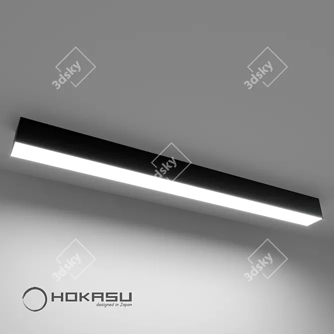 Sleek Black Surface-Mounted Linear Lamp 3D model image 3