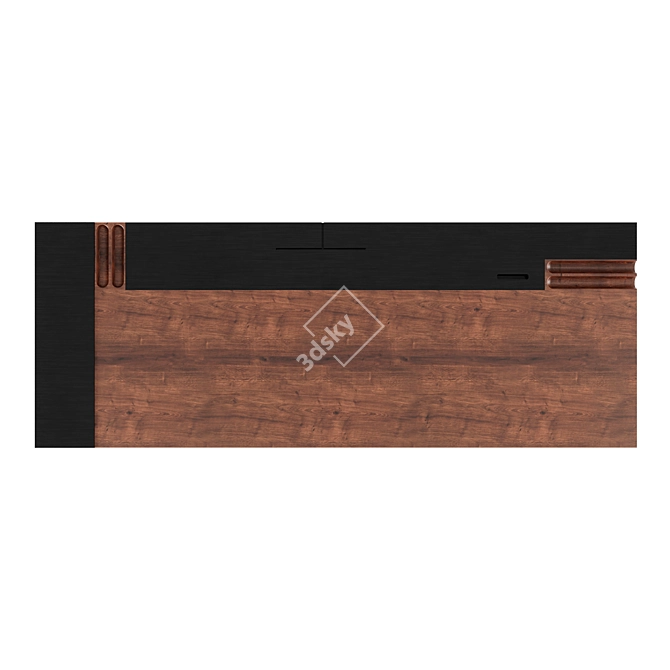 Elegant Black Wooden Writing Table 3D model image 3