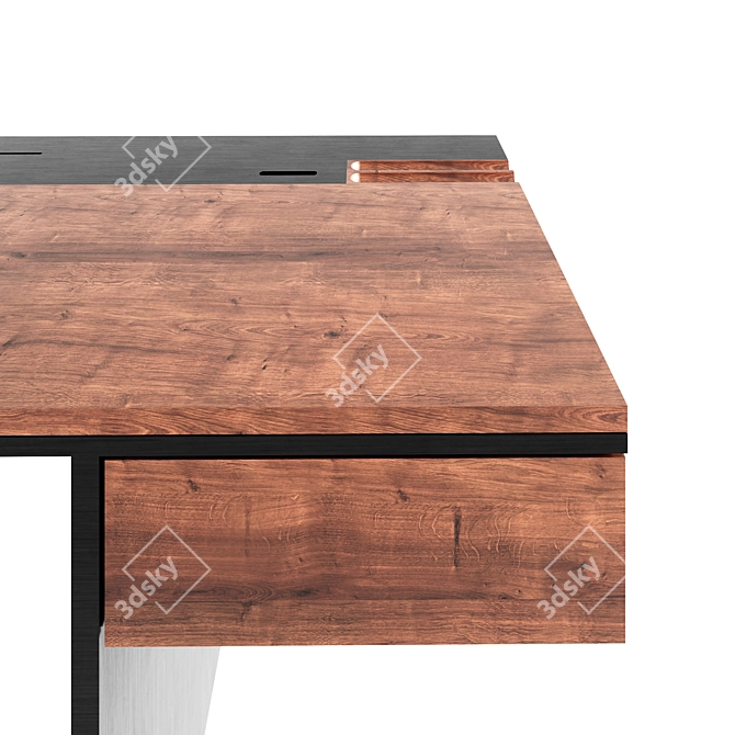 Elegant Black Wooden Writing Table 3D model image 4
