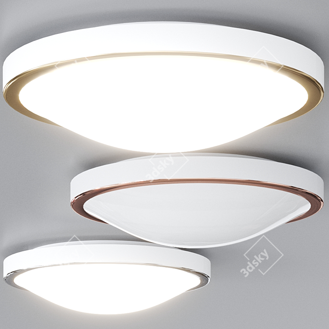 OSAKA Opal Glass Steel Ceiling Light 3D model image 7