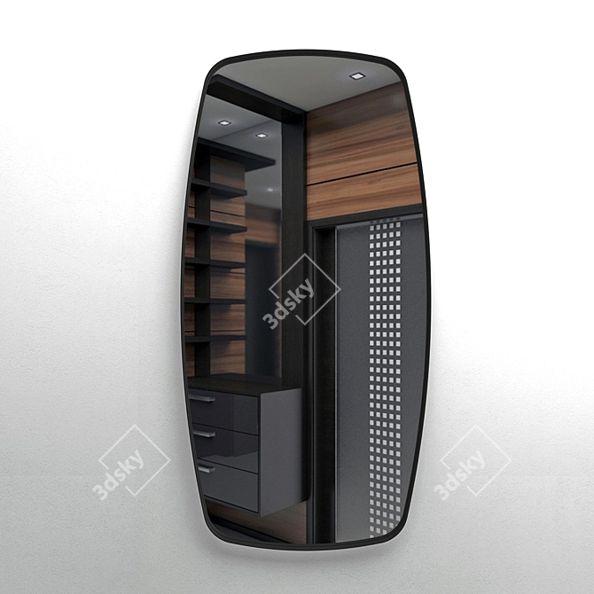 Sleek Iron Frame Mirror: Contemporary Design 3D model image 1