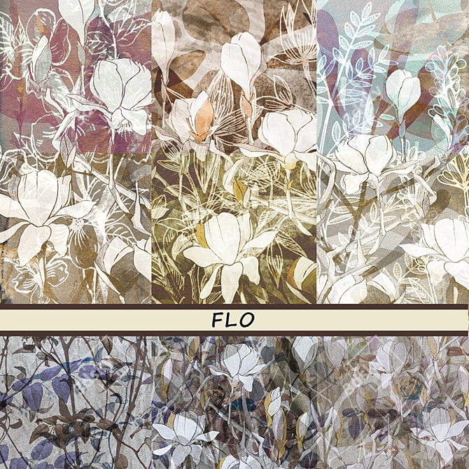 Elegant Floral Wallpaper Collection 3D model image 1