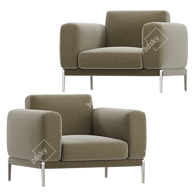 Luxurious Romeo Compact Armchair 3D model image 1