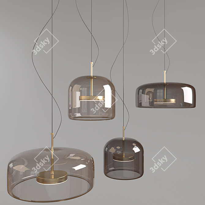 Glass Block Hanging Lamps 3D model image 2