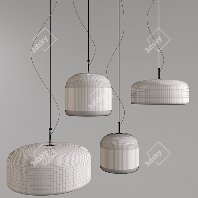 Glass Block Hanging Lamps 3D model image 3