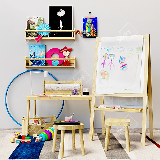 Title: MÅLA Children's Easel Set 3D model image 1