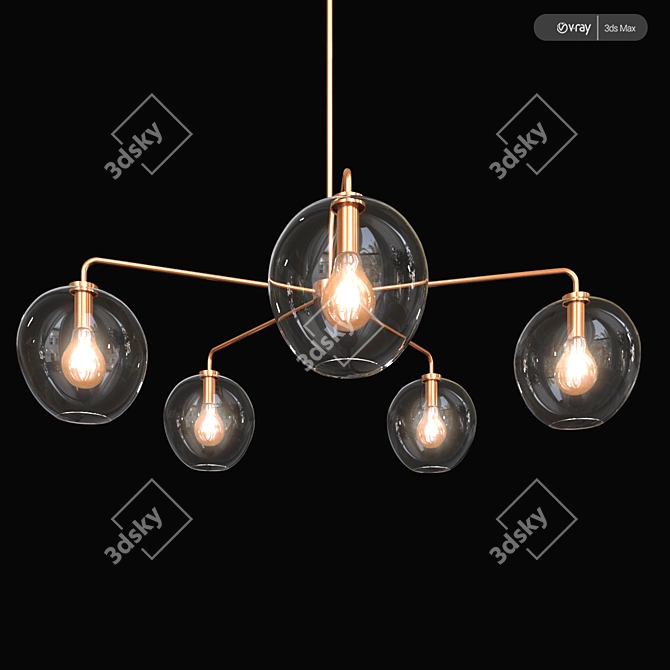 Elegant Ombre Chandelier by Romatti 3D model image 1