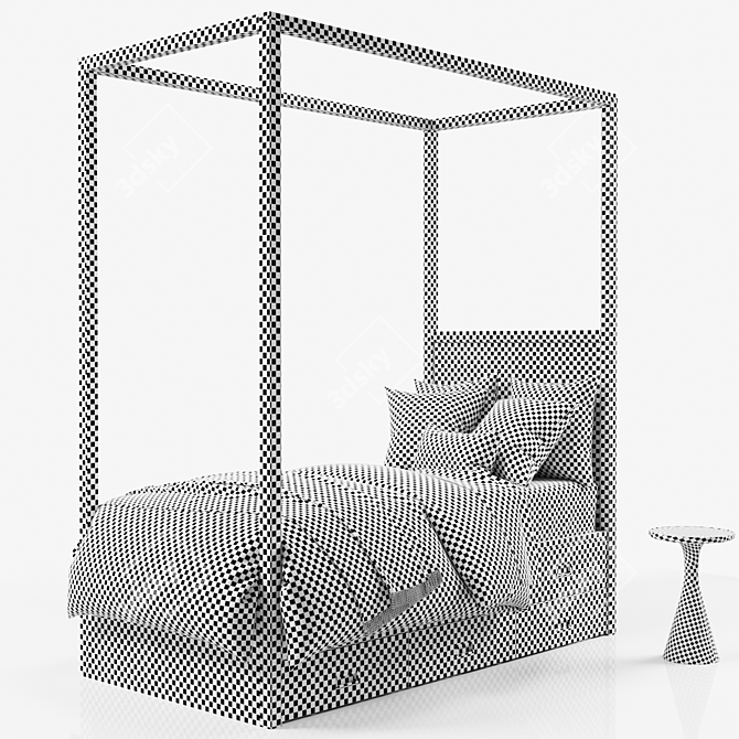 Elegant Avalon Canopy Bed: Stylish Trundle Option 3D model image 4