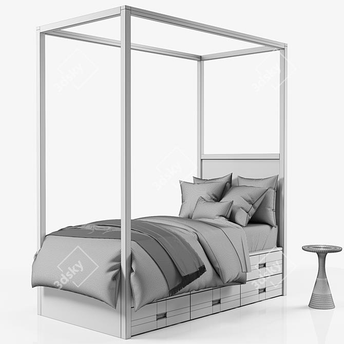 Elegant Avalon Canopy Bed: Stylish Trundle Option 3D model image 5