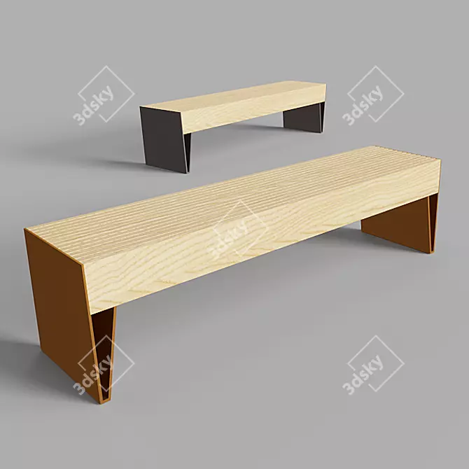 Modern Wooden Bench-2000x540x450 3D model image 1