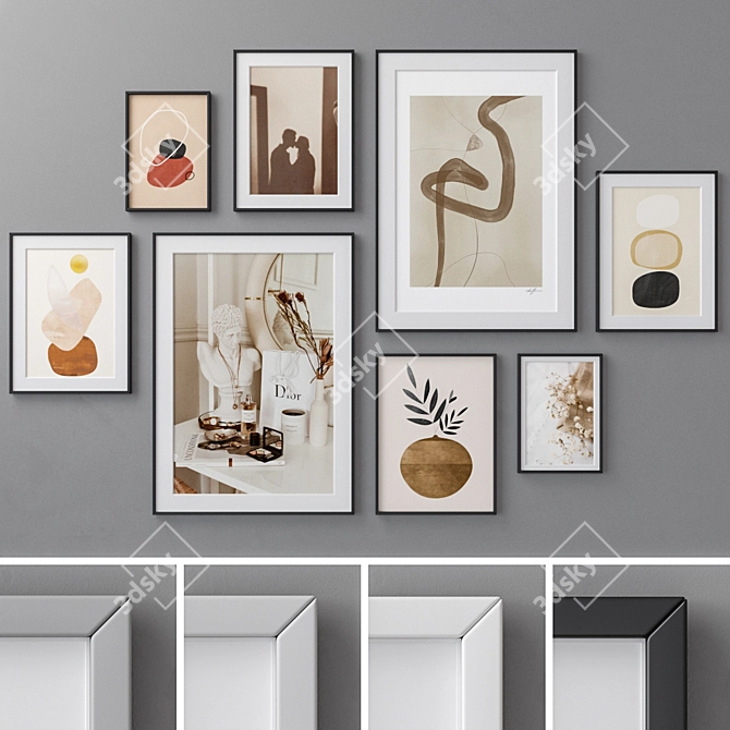 Modern Abstract Paintings Set 3D model image 1