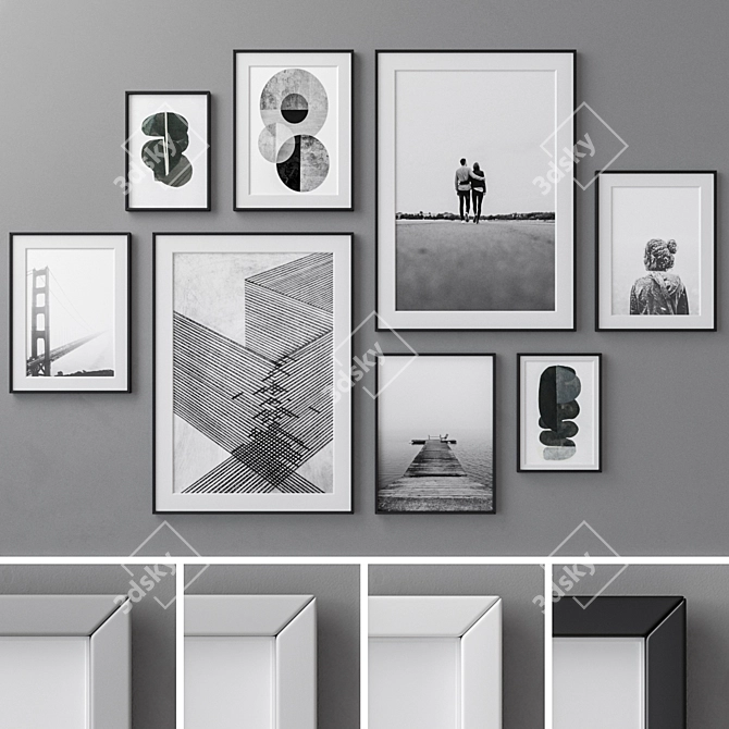 Modern Abstract Photo Frames Set 3D model image 1