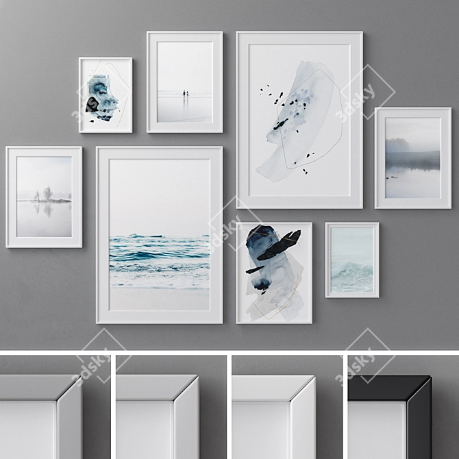 Modern Abstract Paintings Set 3D model image 1