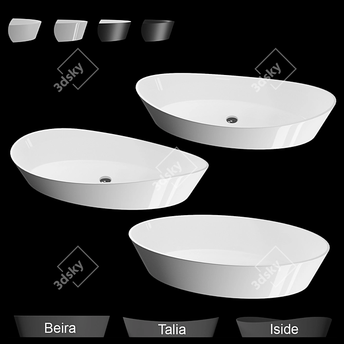 Elegant Washbasins: AURA Iside, Talia, Beira 3D model image 1