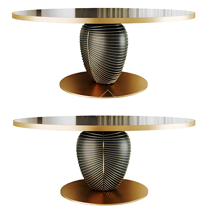 Leaf: Elegant Round Table with Gold Accents 3D model image 1