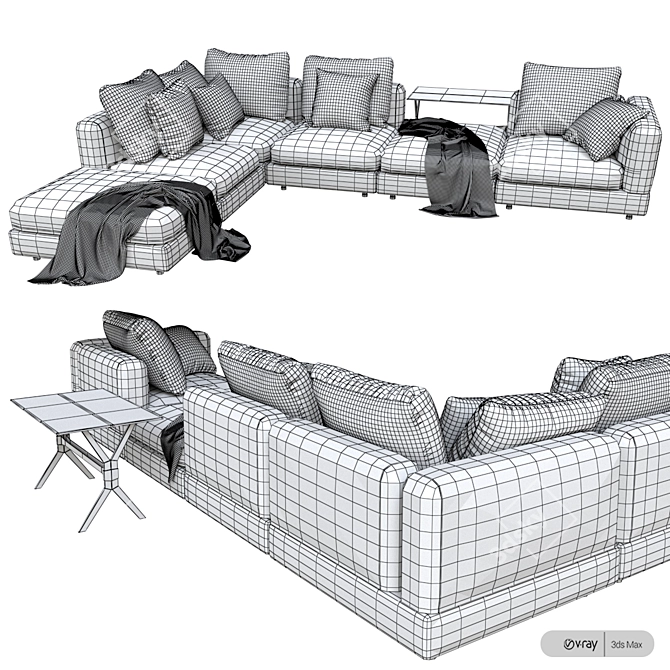 Natural Harmony Dining Sectional 3D model image 4