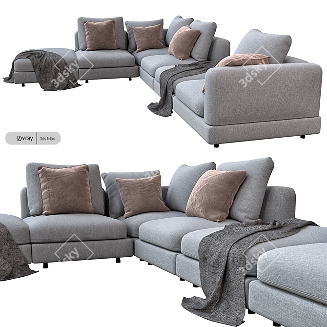 Natural Harmony Dining Sectional 3D model image 6