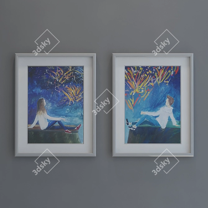 Teen Room Paintings: 5 Frame Options 3D model image 2