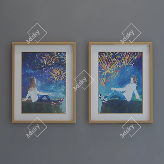 Teen Room Paintings: 5 Frame Options 3D model image 3