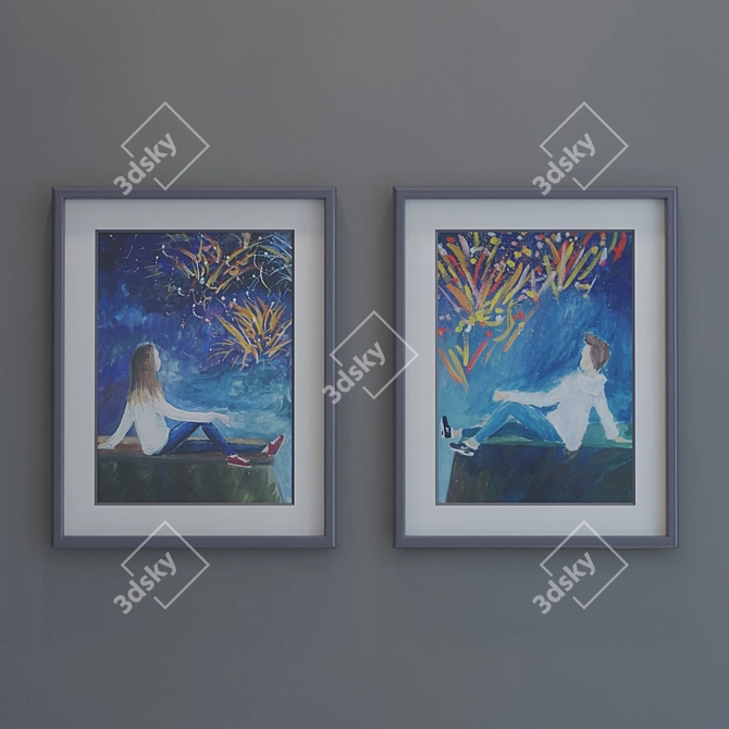 Teen Room Paintings: 5 Frame Options 3D model image 4