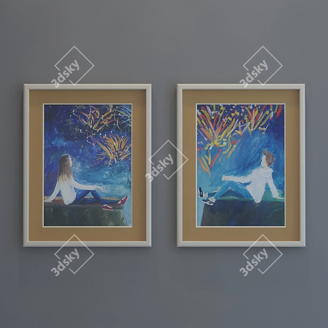 Teen Room Paintings: 5 Frame Options 3D model image 5